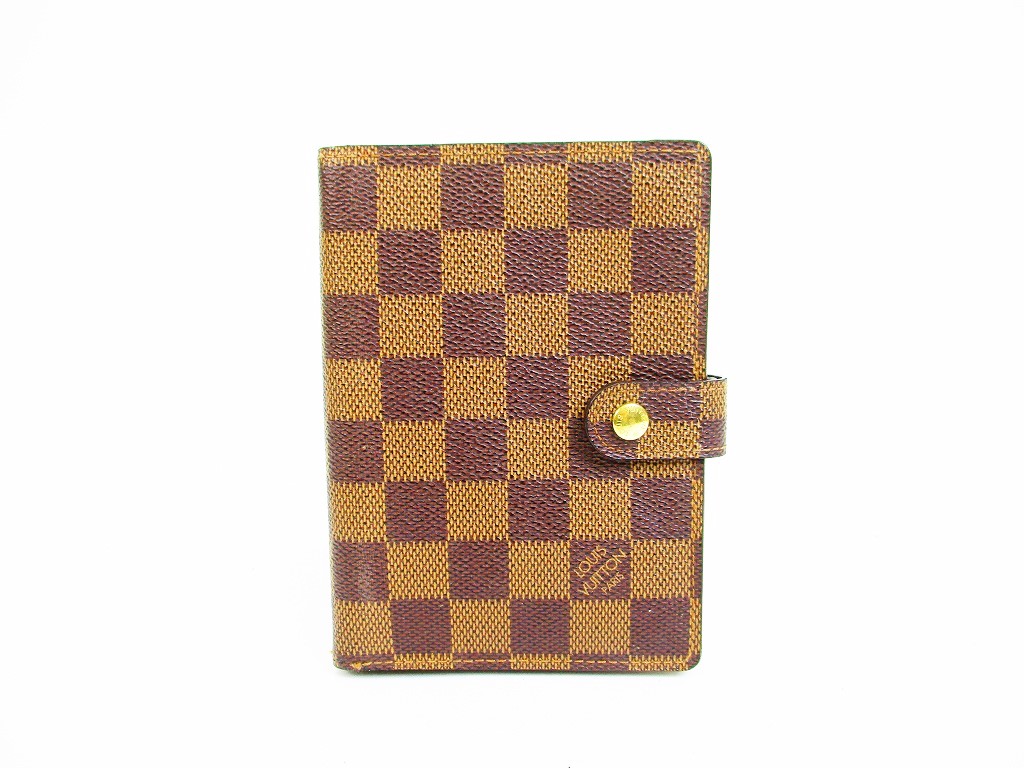 Photo1: LOUIS VUITTON Damier Leather Brown Document Holders Agenda PM #6676