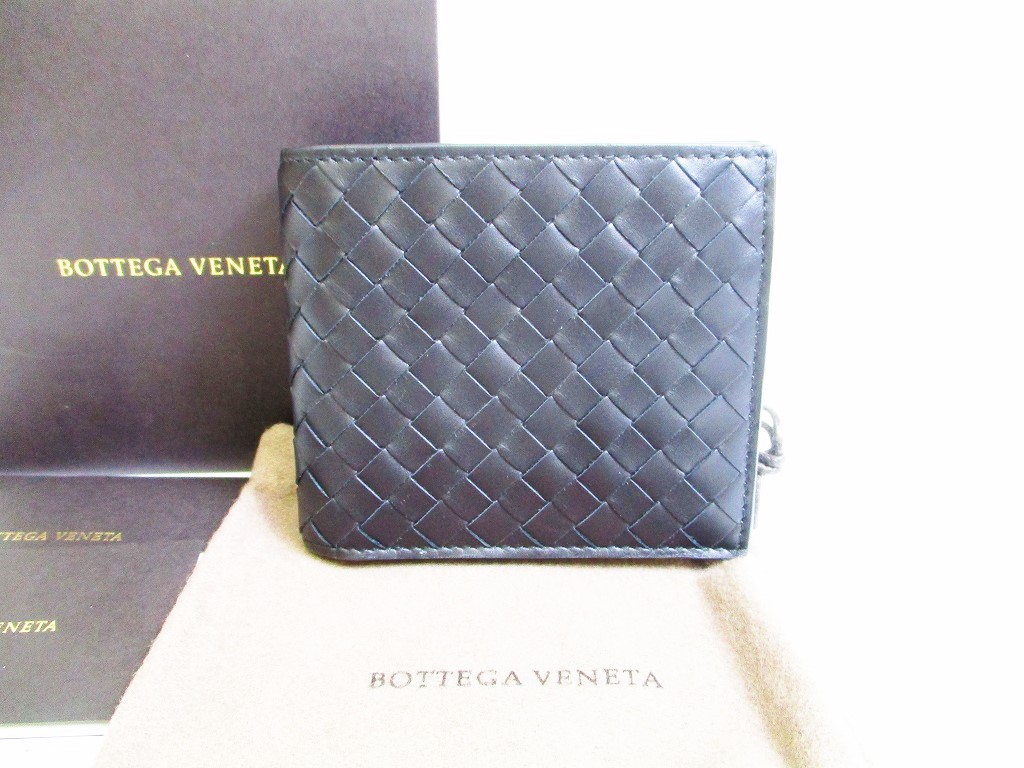 Photo1: BOTTEGA VENETA Intrecciato Leather Black Bifold Wallet Purse #6920