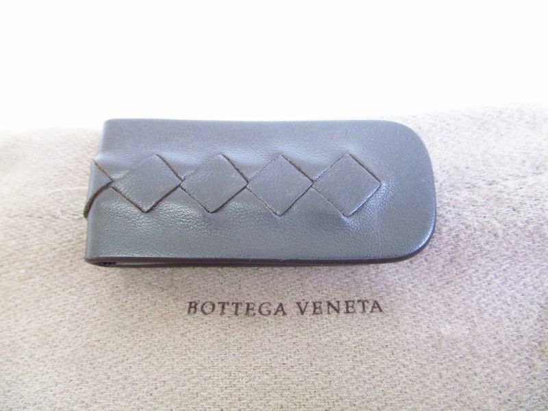 Photo1: BOTTEGA VENETA Leather Dark Brown Magnetic Money Clip #7093