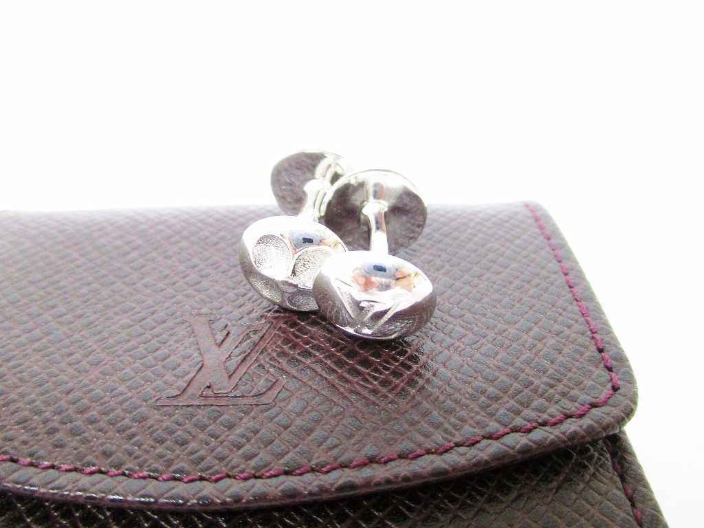 Photo1: LOUIS VUITTON Silver Cufflinks Cuffs #7399