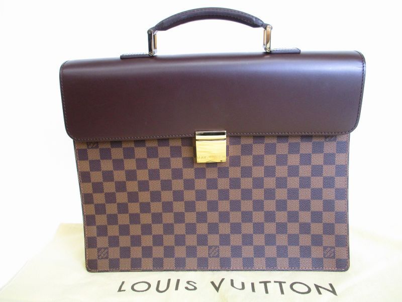 Photo1: LOUIS VUITTON Damier Leather Brown Briefcase Business Case Altona PM #8273