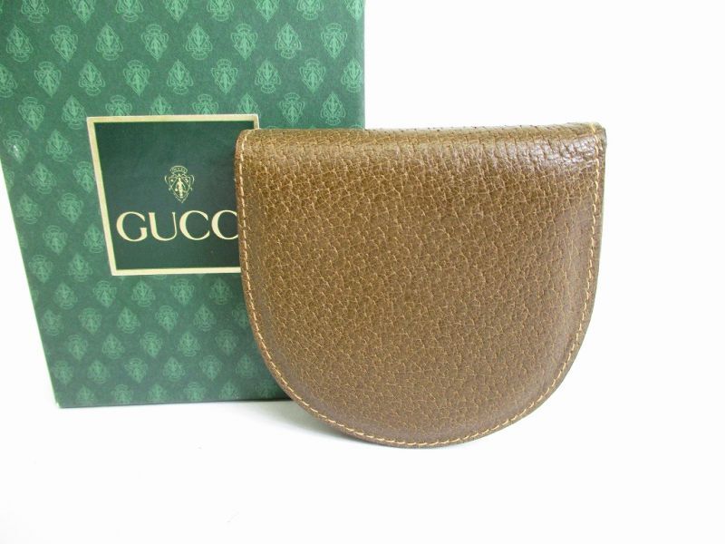 Photo1: GUCCI Vintage Olive Leather Coin Purse #8322