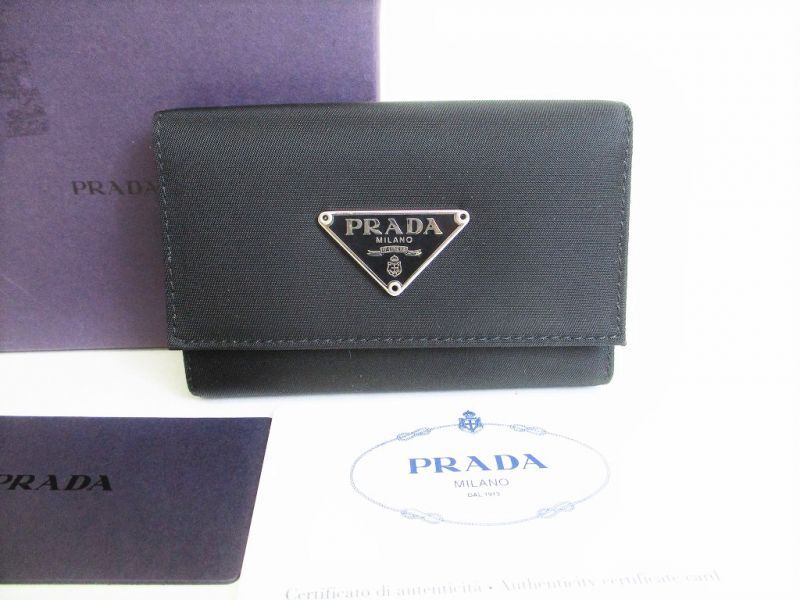Photo1: PRADA Black Nylon and Leather 6 Pics Key Cases #8523