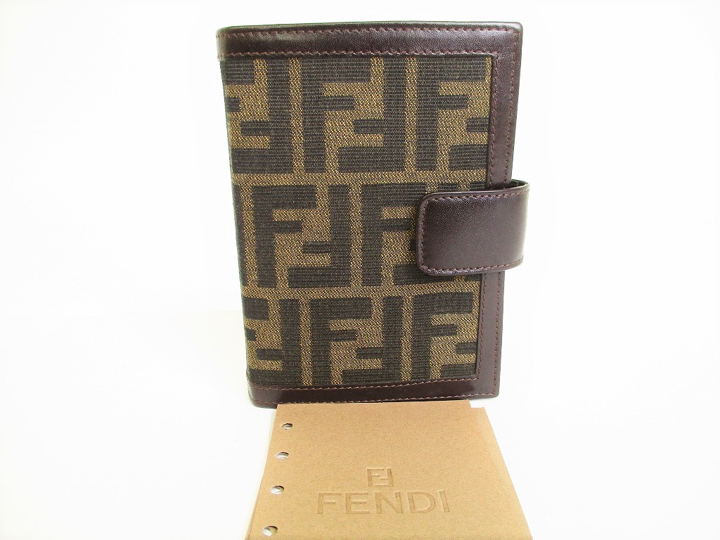 Photo1: FENDI Zucca Canvas Document Holders Small Ring Agenda Cover #8852