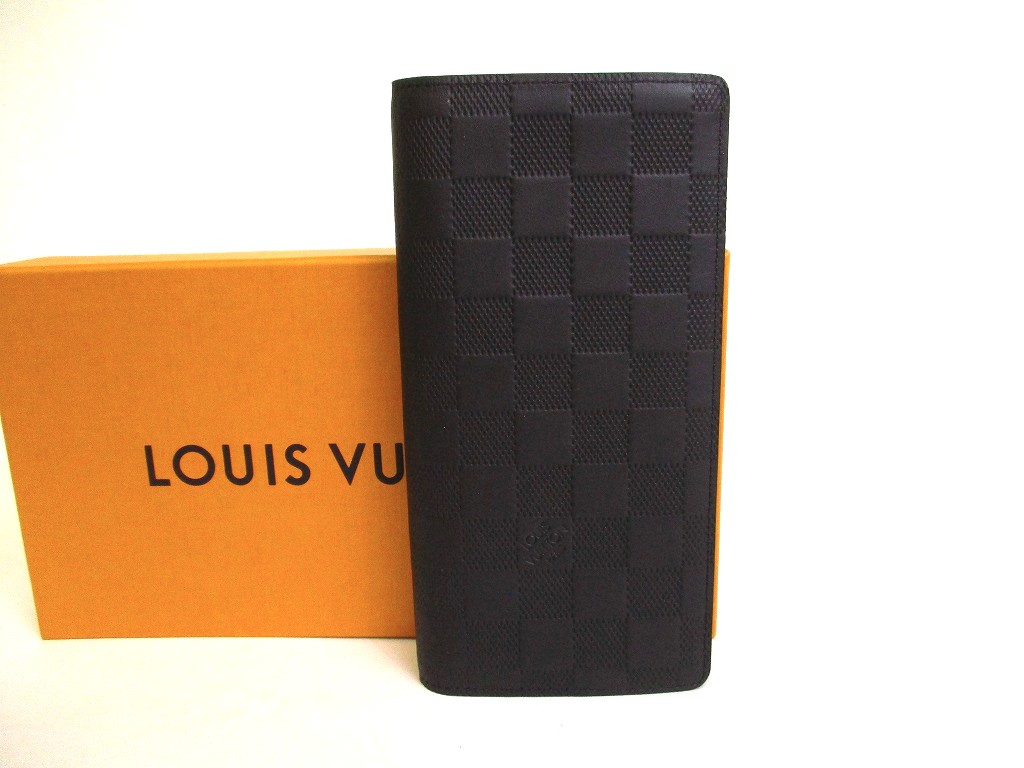 Photo1: LOUIS VUITTON Damier Infini Black Leather Wallet Portefeuille Brazza #9865