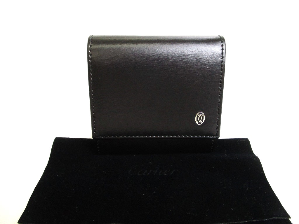 Photo1: Cartier Pasha de Cartier Black Leather Coin Purse #9869