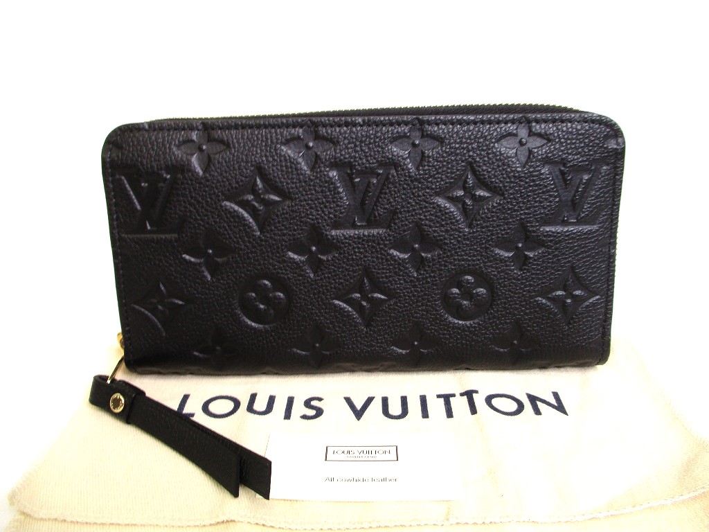 Photo1: LOUIS VUITTON Monogram Empreinte Black Leather Zippy Wallet #9893