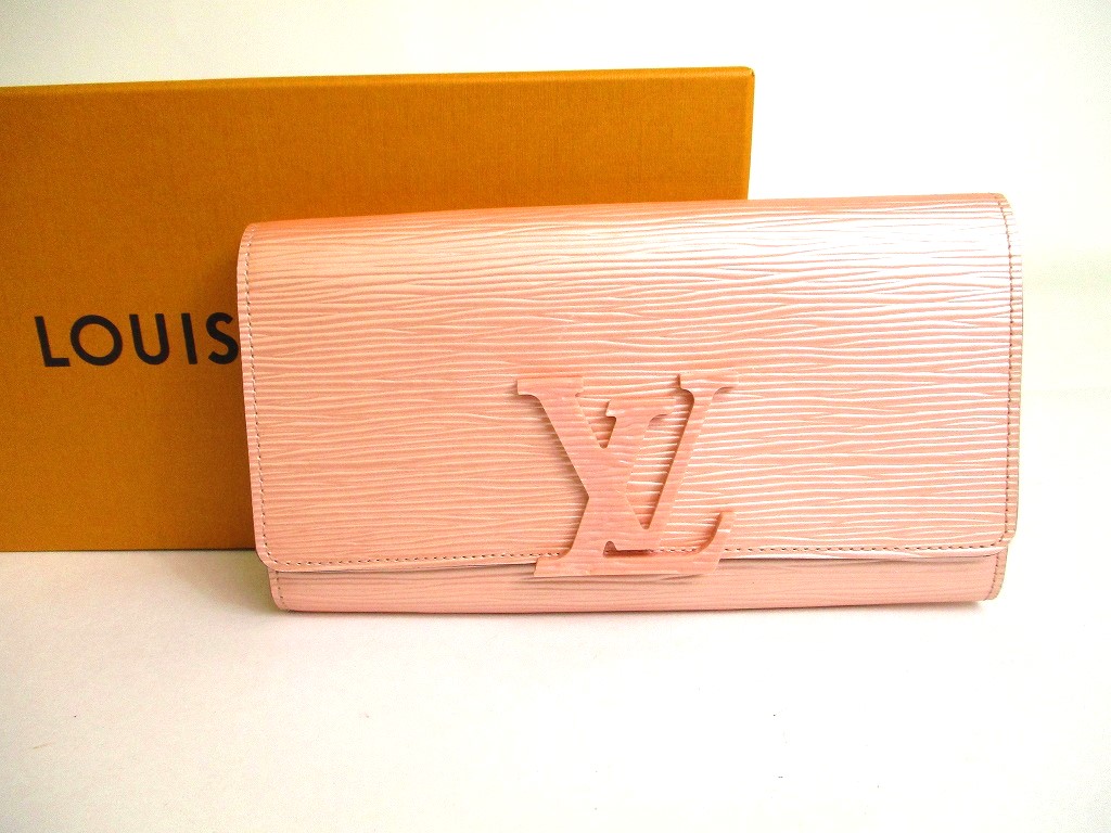 Photo1: LOUIS VUITTON Epi Rose Pink Leather Flap Long Wallet Portefeuille Louise #9921