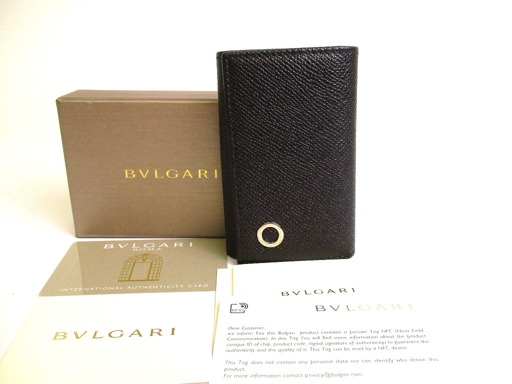 Photo1: BVLGARI Black Leather BVLGARIBVLGARI 6 Pics Key Cases #9924