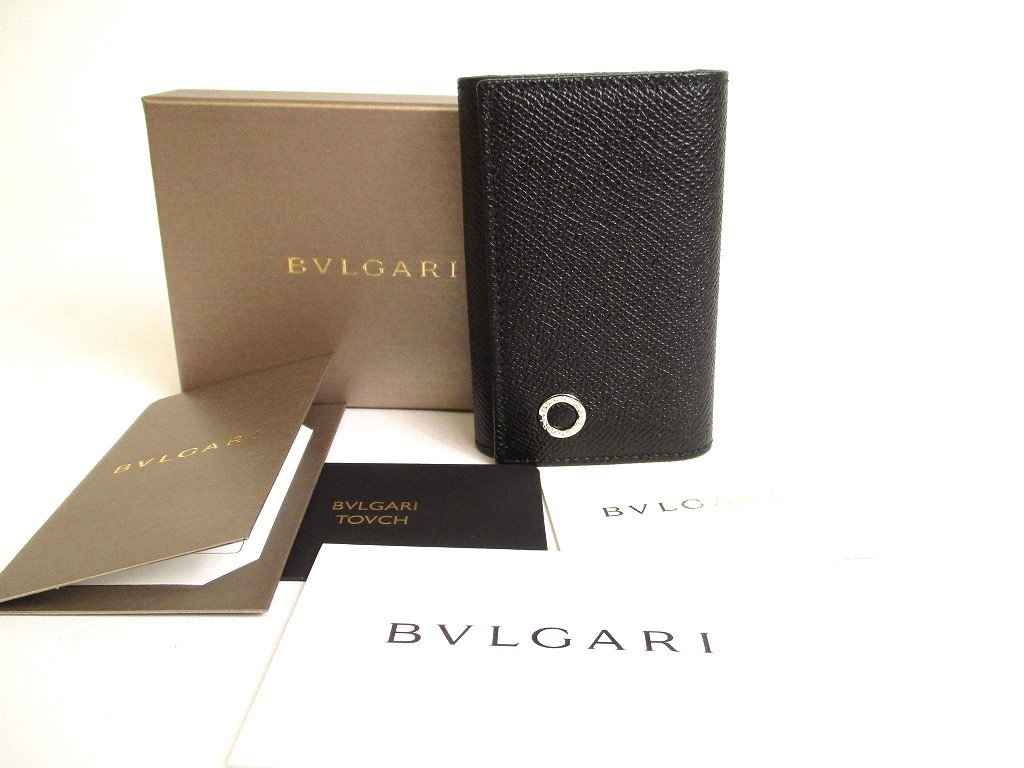 Photo1: BVLGARI Black Leather BVLGARIBVLGARI 6 Pics Key Cases #9937