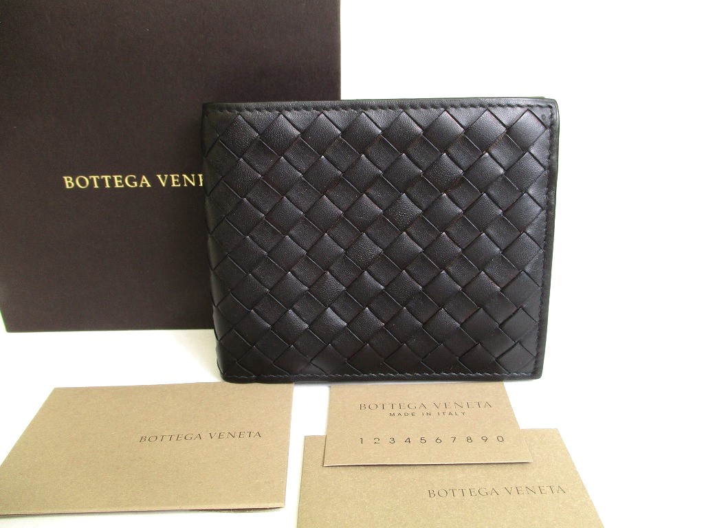 Photo1: BOTTEGA VENETA Intrecciato Black Leather Bifold Bill Wallet #a021