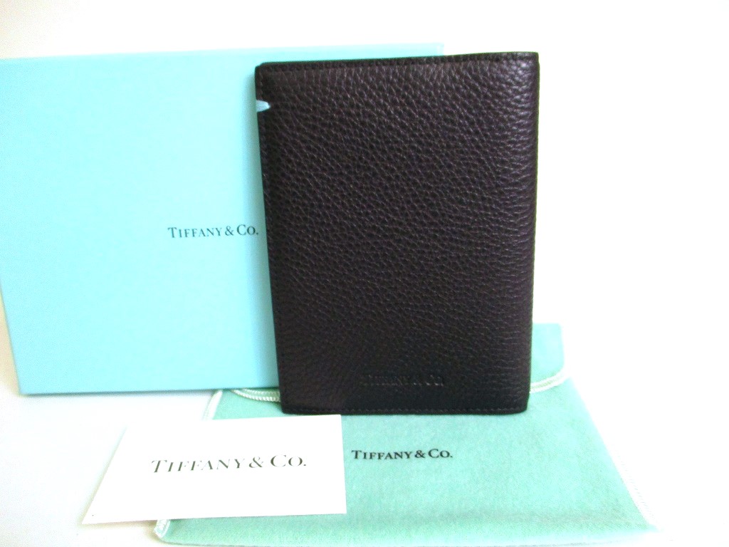 Photo1: Tiffany&Co. Black Leather Passport Holder Notebook Holders #a074