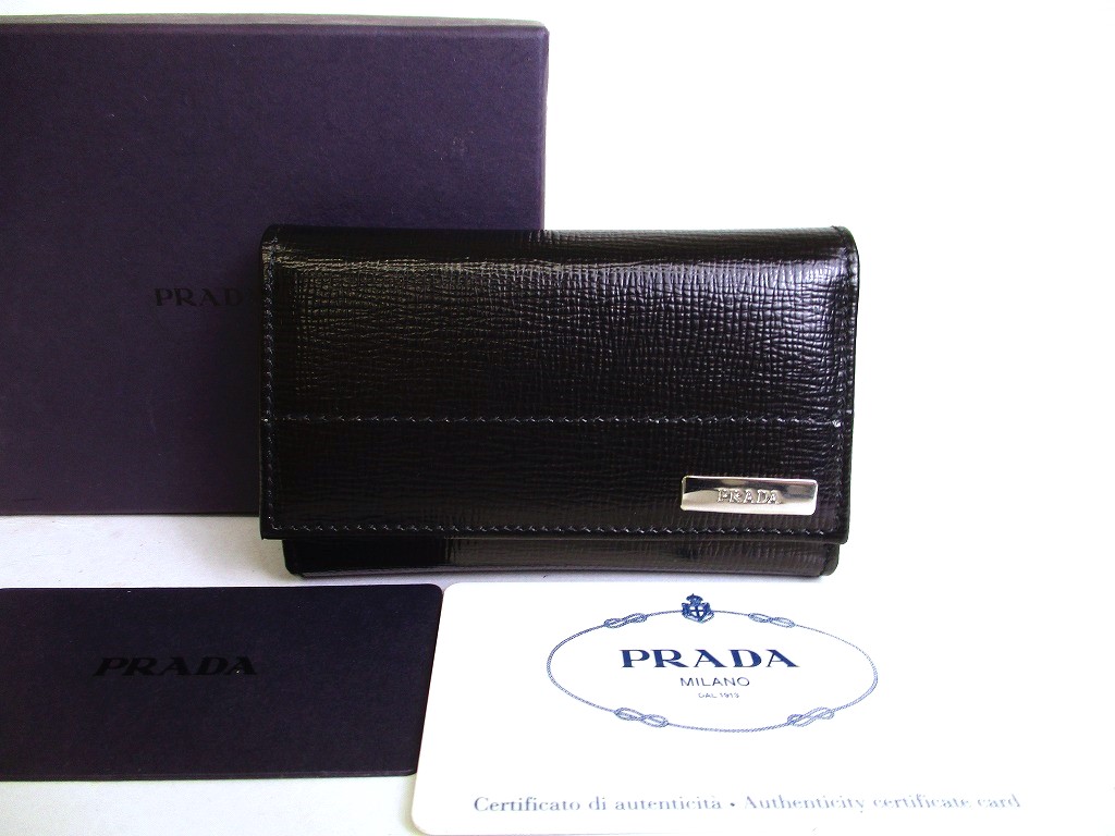 Photo1: PRADA Black Leather 6 Pics Key Cases #a091