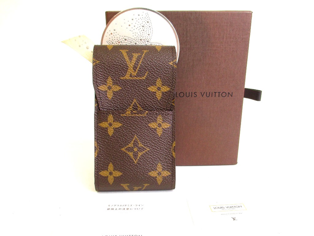 Photo1: LOUIS VUITTON Monogram Leather Brown Cigarette Cases #a123