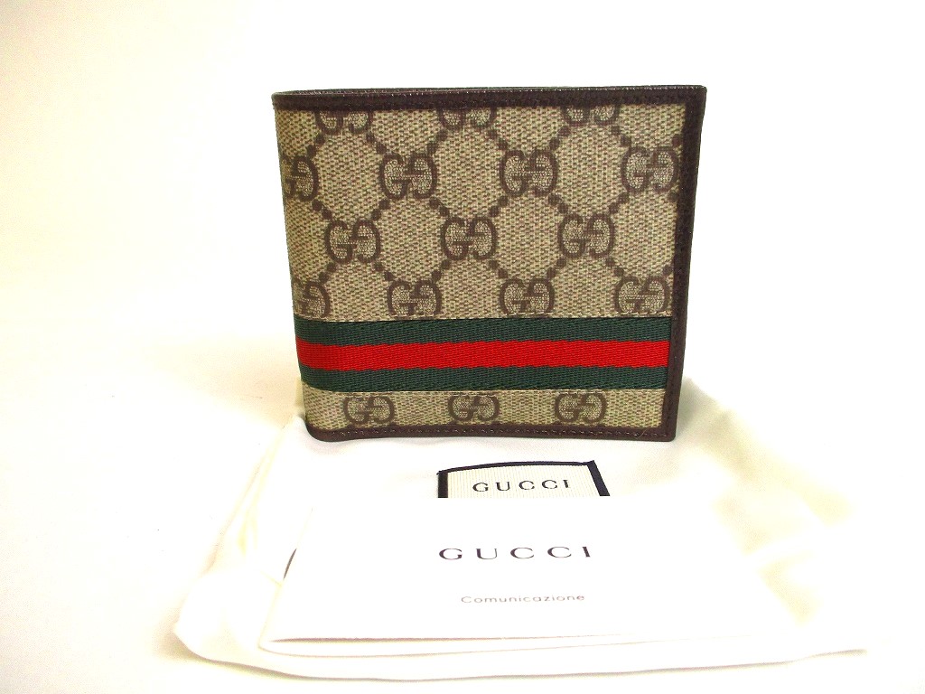 Photo1: GUCCI GG Coating Canvas Leather Bifold Wallet Compact Wallet #a129