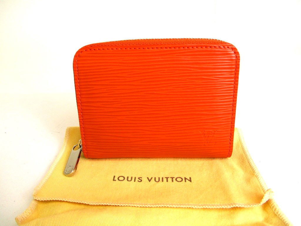 Photo1: LOUIS VUITTON Epi Orange Leather Silver H/W Zippey Coin Purse #a152