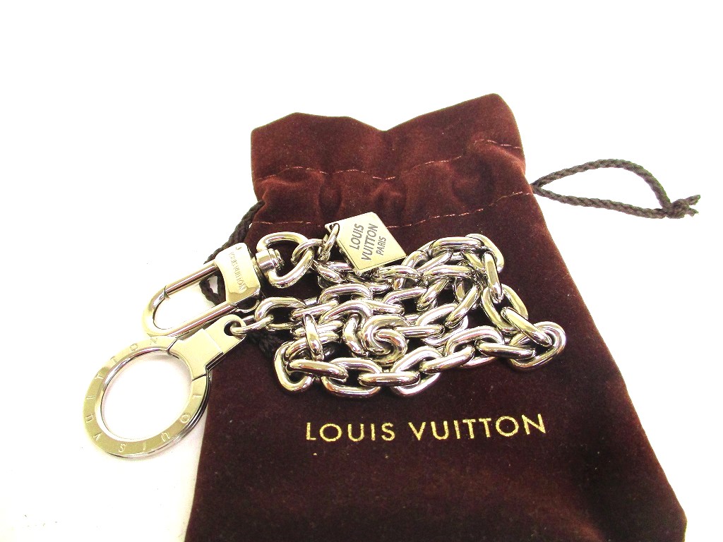 Photo1: LOUIS VUITTON Silver Color Metal Wallet Chain Chaine Anneau Cle #a161