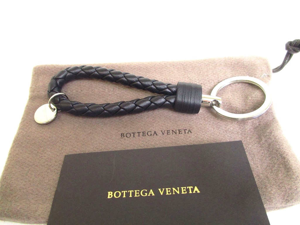 Photo1: BOTTEGA BENETA Intrecciato Black Leather Key Ring Key Holder #a162