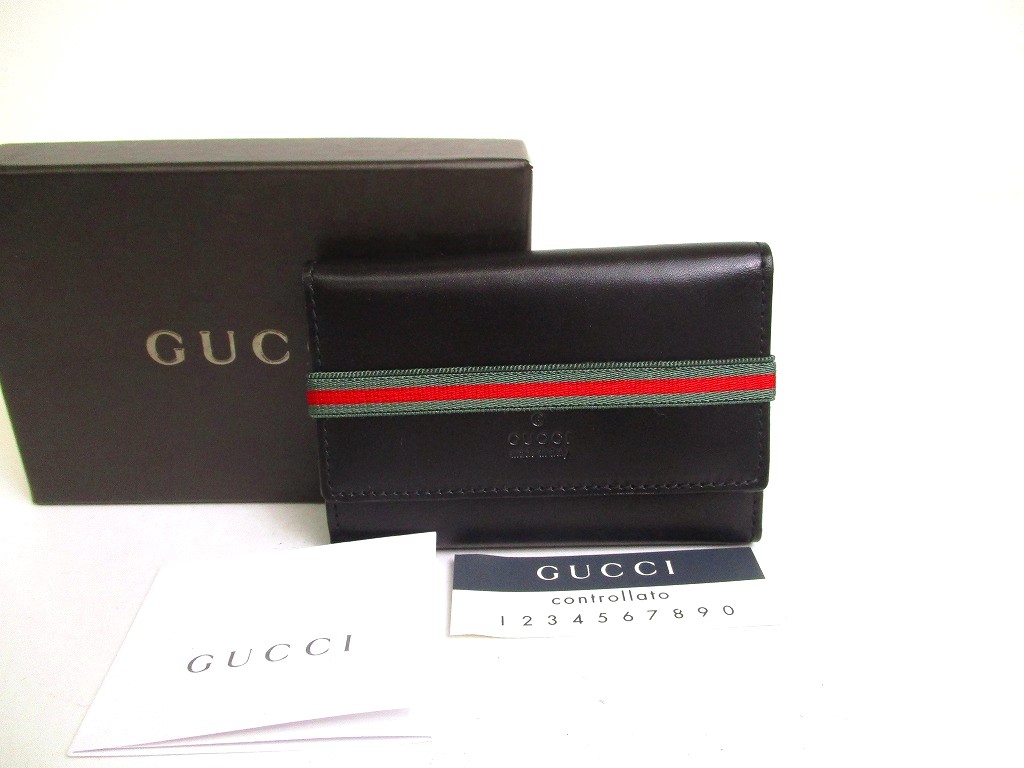 Photo1: GUCCI Black Leather Multicolor Rubber 6 Pics Key Cases #a192