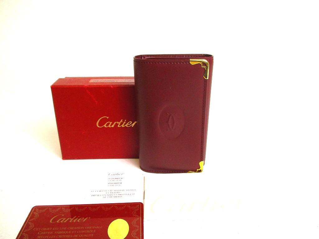 Photo1: Cartier Must de Cartier Bordeaux Leather 6 Pics Key Cases #a204
