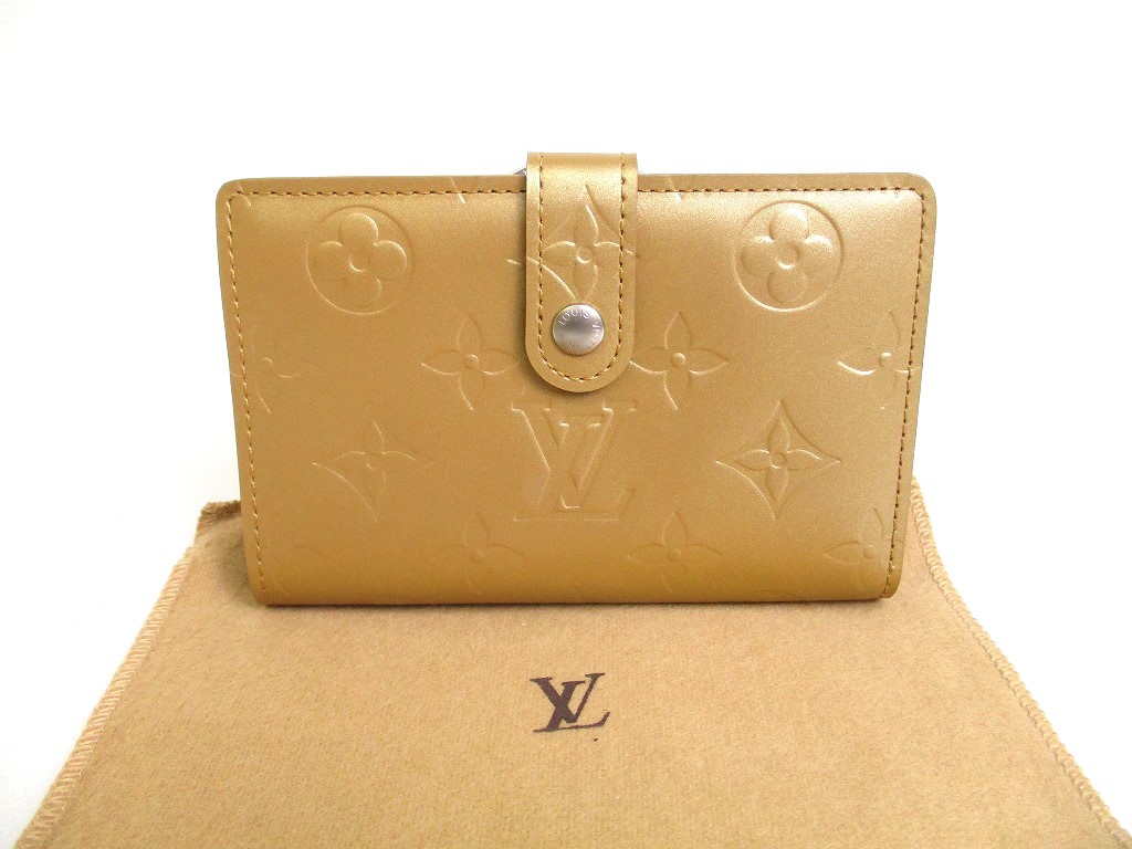 Photo1: LOUIS VUITTON Monogram Mat Brown Leather Bifold Wallet Viennois #a262