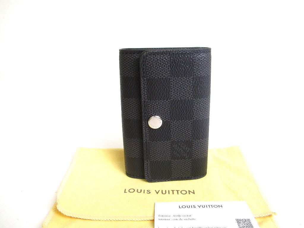 Photo1: LOUIS VUITTON Damier Graphite Leather Multicles 6 Key Chain #a402