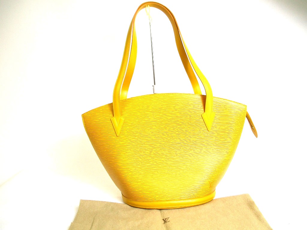 Photo1: LOUIS VUITTON Epi Leather Yellow Tote Bag Shoppers Bag Saint Jacques Large #a412