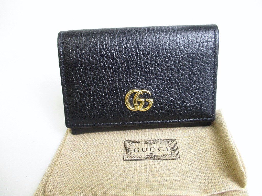 Photo1: GUCCI Japan Limited Double G Black Red Leather Business Card Case #a433