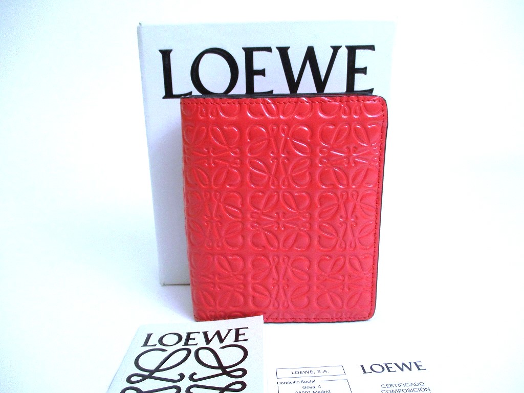 Photo1: LOEWE Anagram Light Pink Leather Bifold Wallet Compact Wallet #a551