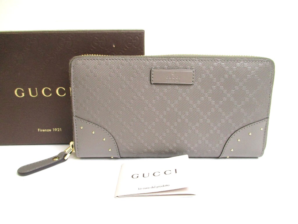 Photo1: GUCCI Damante Gray PVC Canvas Leather Long Round Zip Wallet #a576