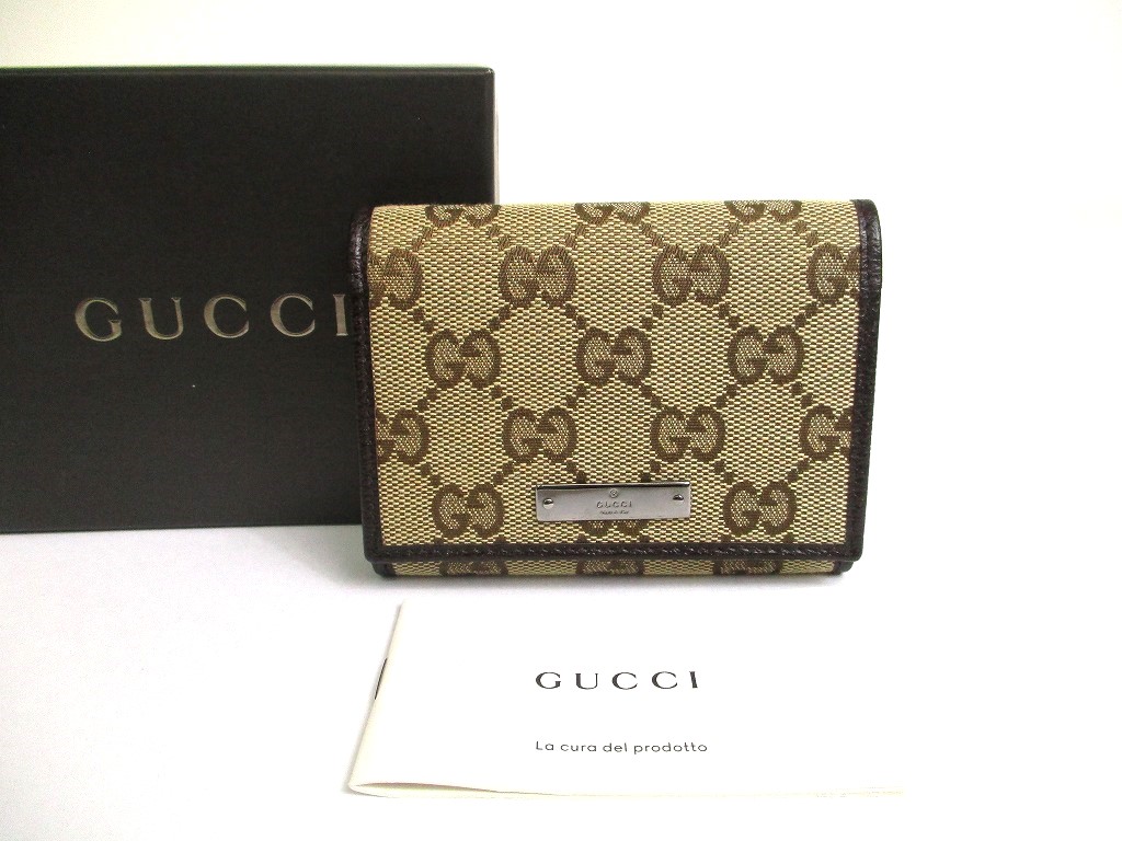 Photo1: GUCCI Beige GG Canvas Business Card Credit Card Holder #a604