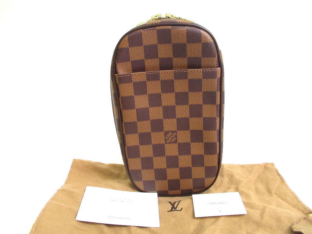 Photo1: LOUIS VUITTON Special Order Damier Brown Leather Belt Bag Gange #a634