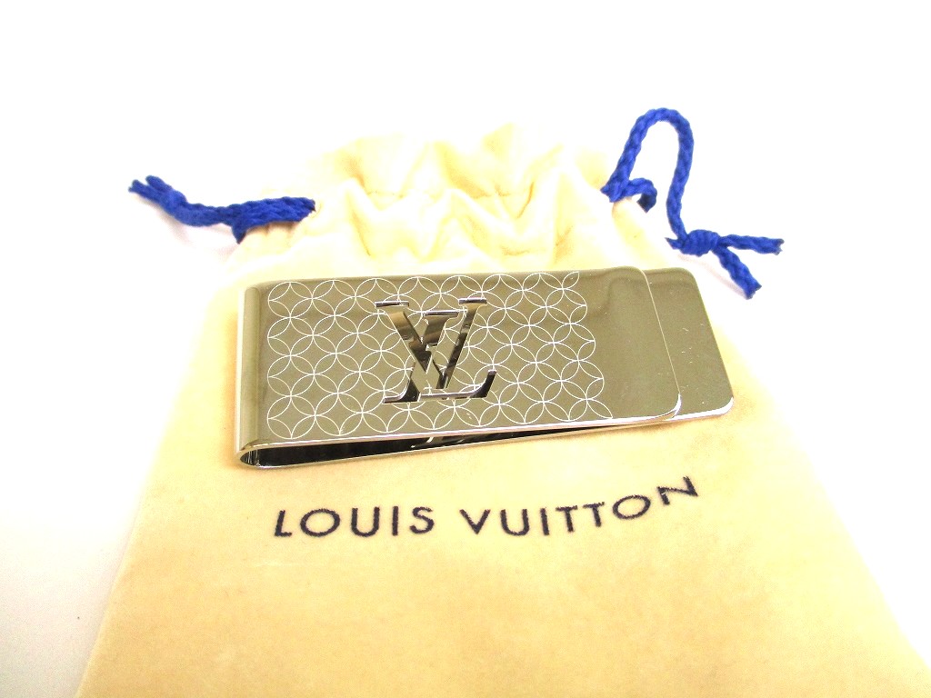 Photo1: LOUIS VUITTON Stainless Steel Champs Elysees Bill Money Clip #a967