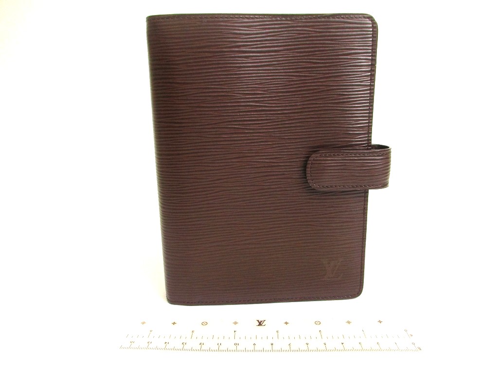 Photo1: LOUIS VUITTON Epi Mocha Document Holders Medium Ring Agenda Cover #a864