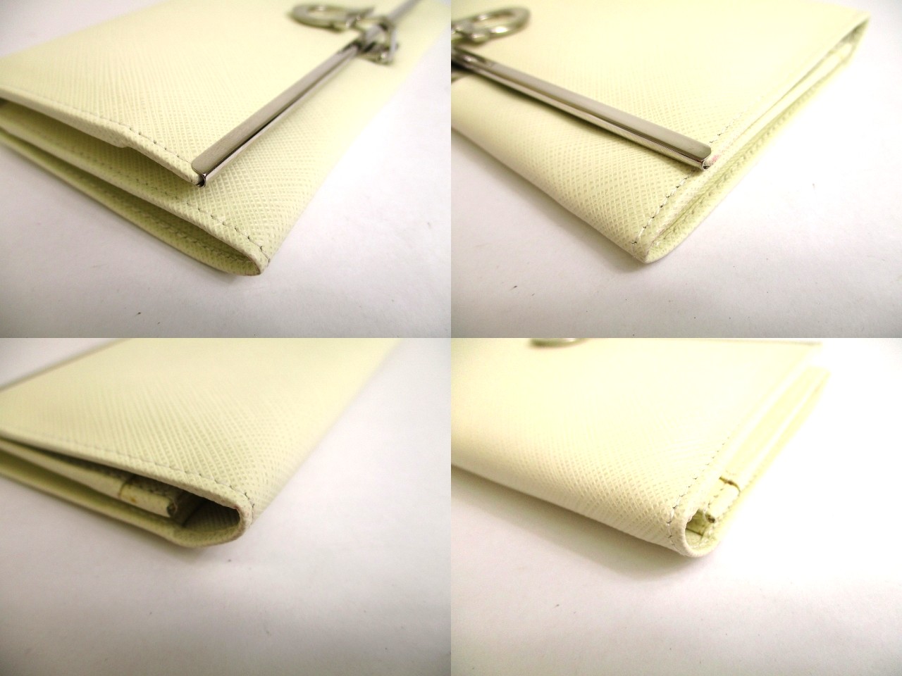Photo7: Salvatore Ferragamo Gancini Pearl White Leather Flap Long Wallet #a891
