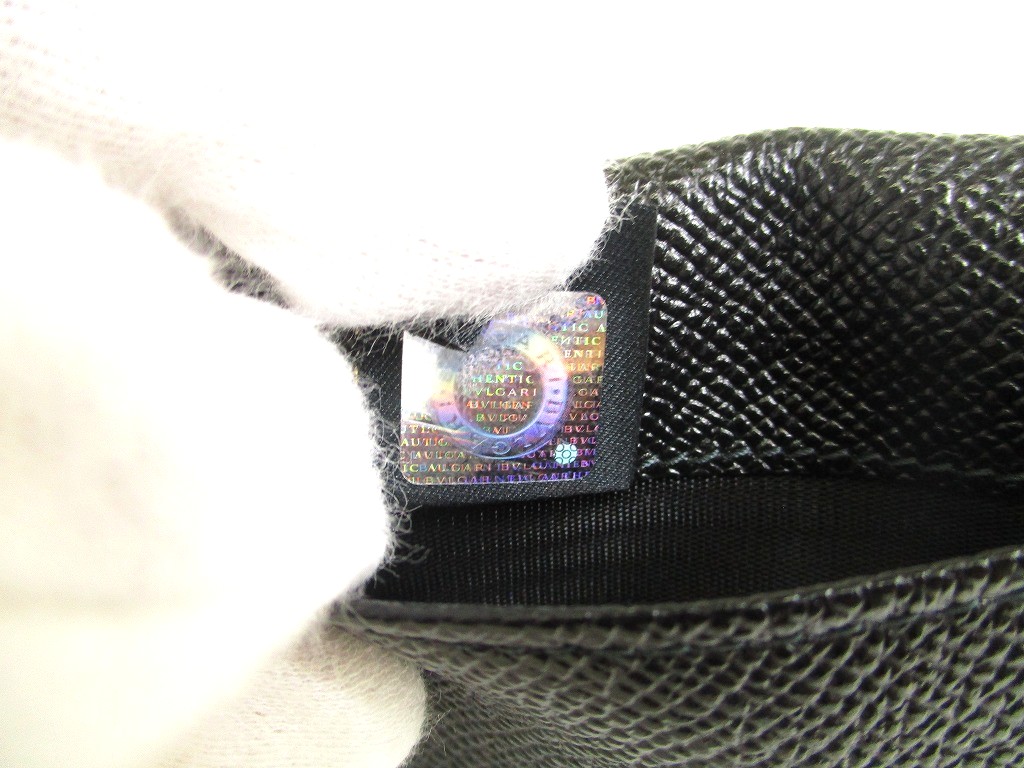 Photo11: BVLGARI Black Leather Logo Clip Coin Purse #a895