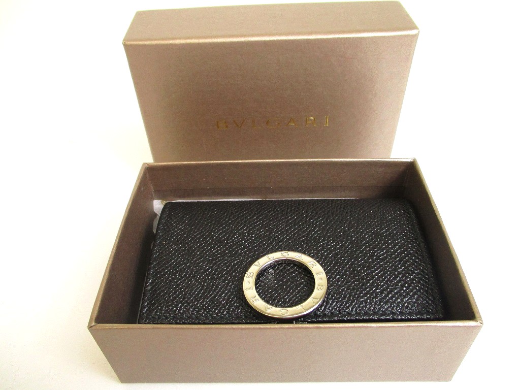 Photo12: BVLGARI Black Leather Logo Clip Coin Purse #a895