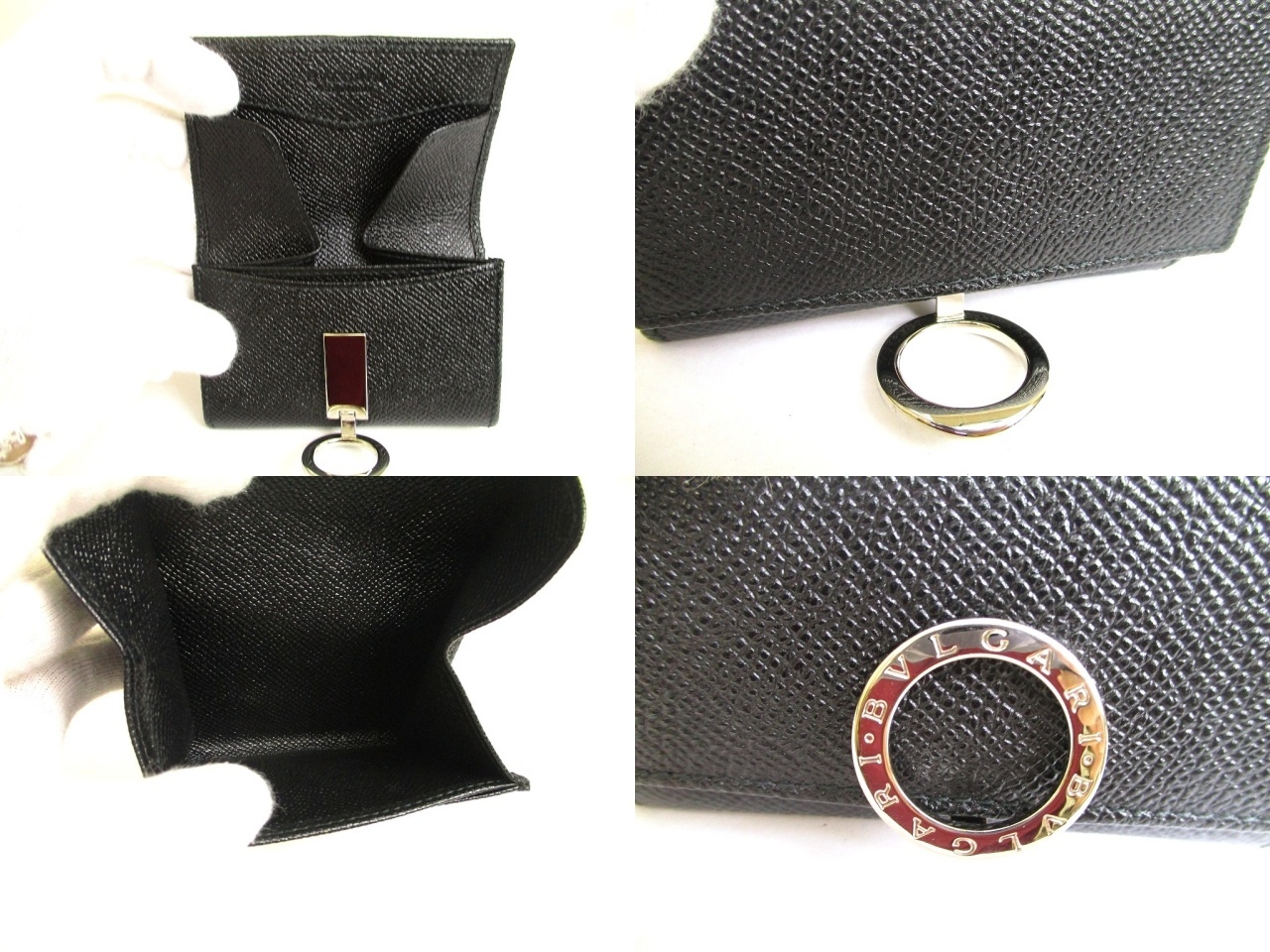 Photo8: BVLGARI Black Leather Logo Clip Coin Purse #a895