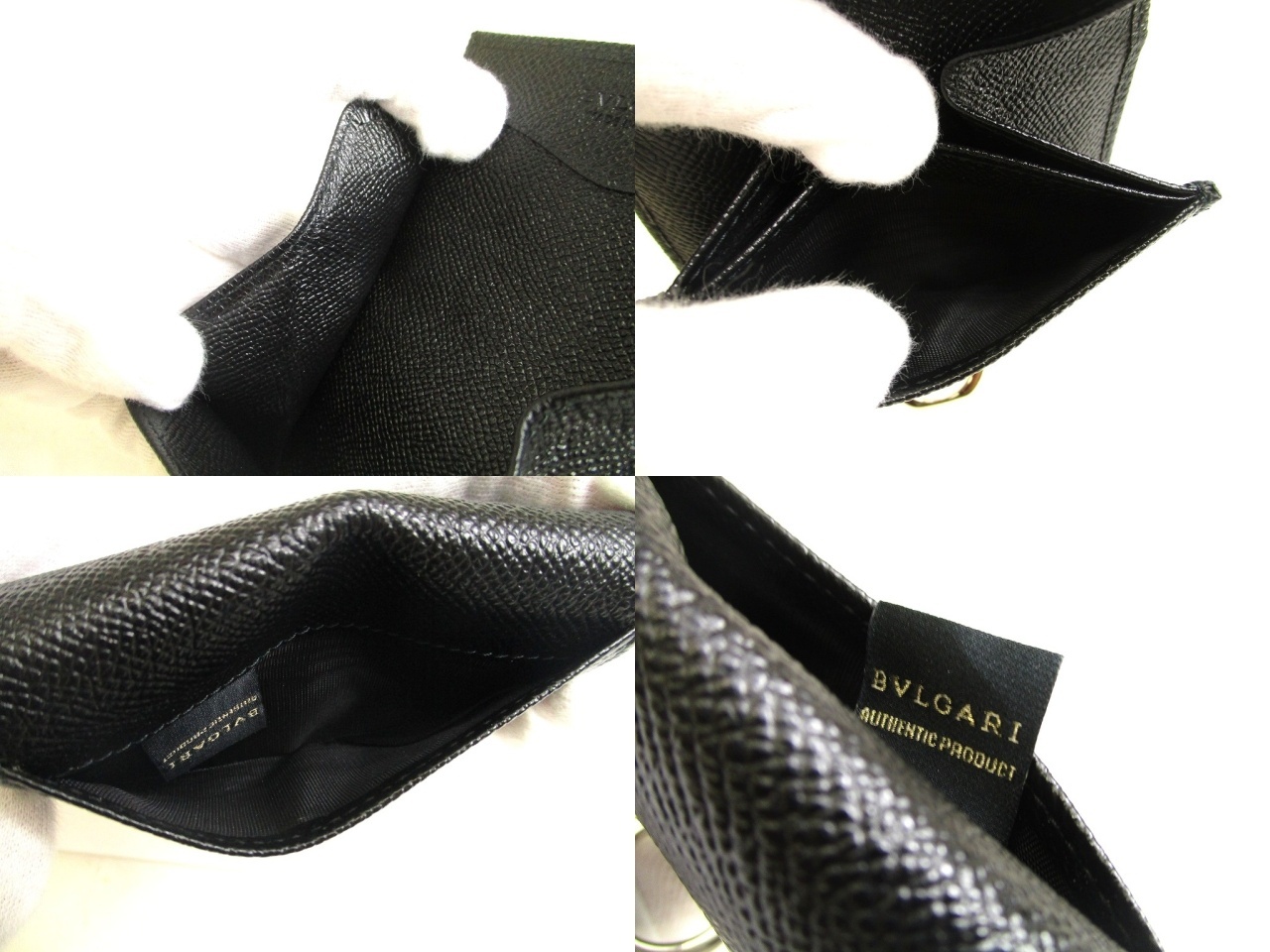 Photo9: BVLGARI Black Leather Logo Clip Coin Purse #a895