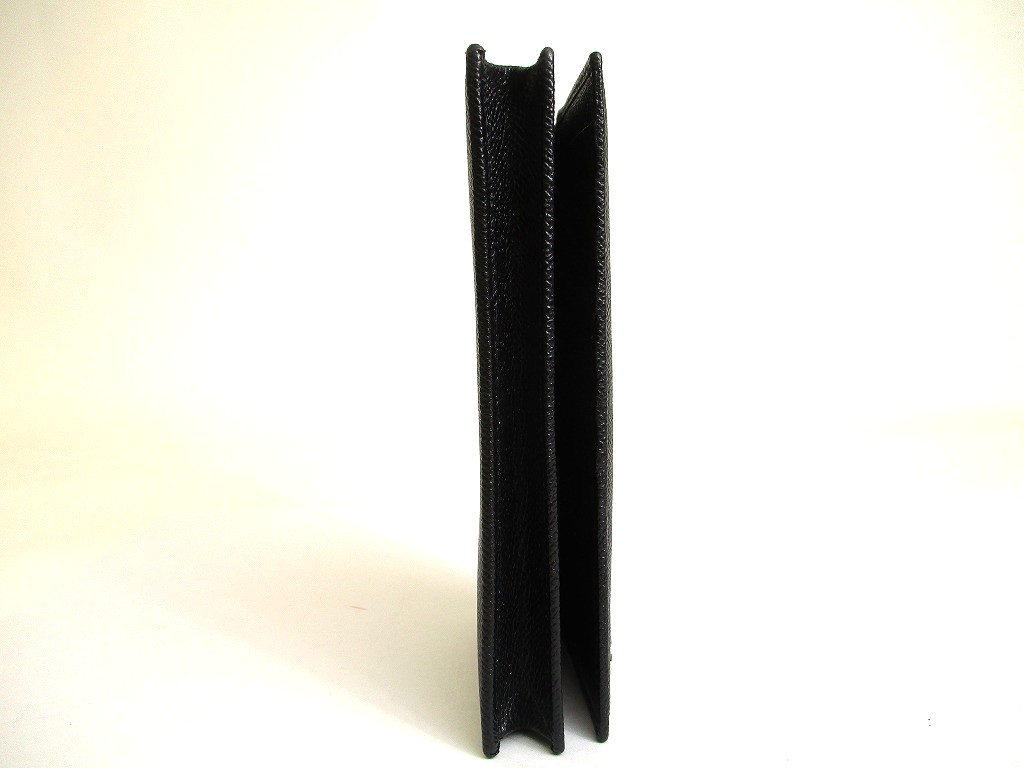 Photo4: BVLGARI Man Black Leather Flap BIfold Long Wallet #a897