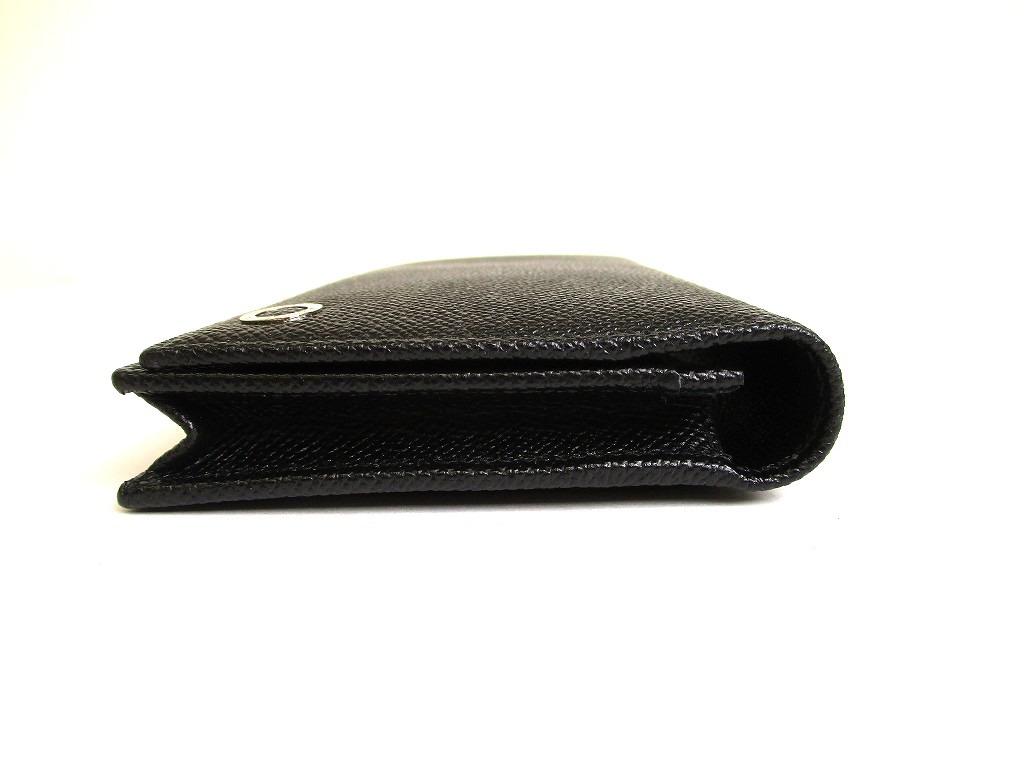 Photo5: BVLGARI Man Black Leather Flap BIfold Long Wallet #a897