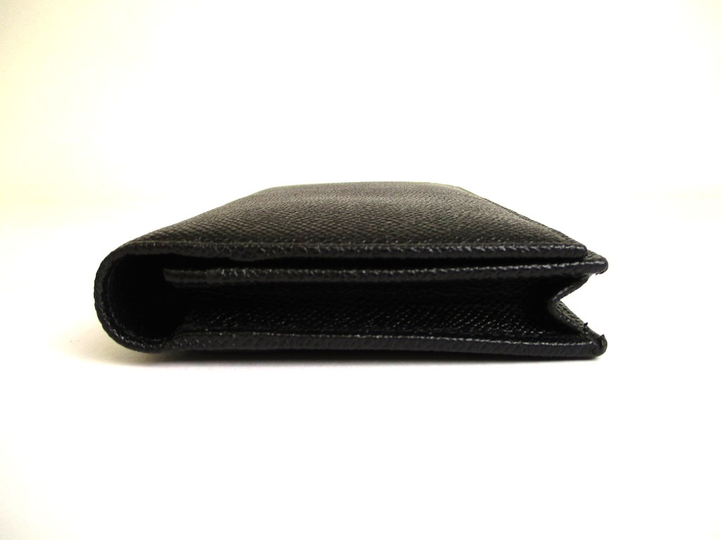 Photo6: BVLGARI Man Black Leather Flap BIfold Long Wallet #a897