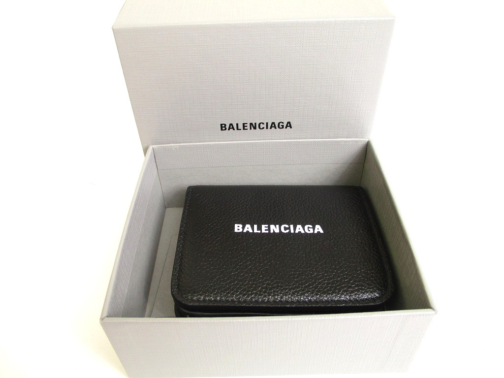 Photo12: BALENCIAGA Black Leather Bifold Wallet Compact Wallet #a898