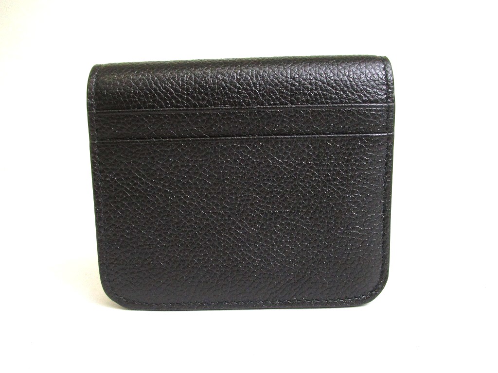 Photo2: BALENCIAGA Black Leather Bifold Wallet Compact Wallet #a898
