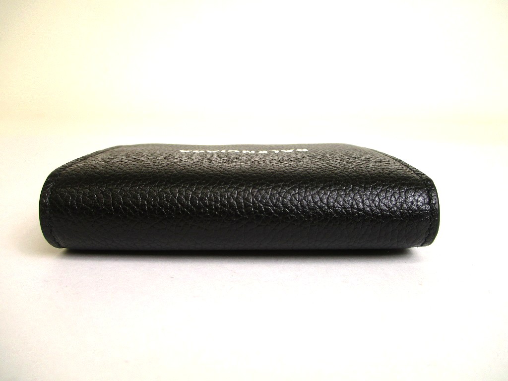 Photo6: BALENCIAGA Black Leather Bifold Wallet Compact Wallet #a898