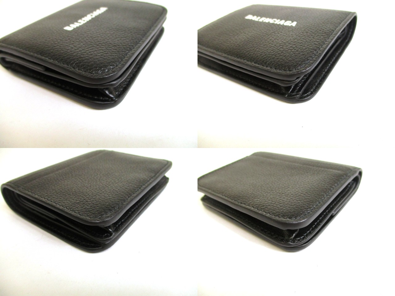 Photo7: BALENCIAGA Black Leather Bifold Wallet Compact Wallet #a898