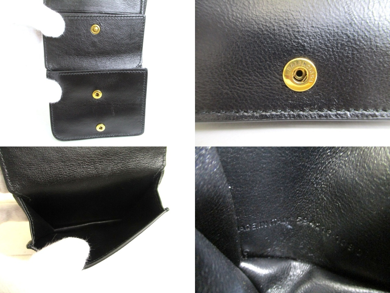 Photo9: BALENCIAGA Black Leather Bifold Wallet Compact Wallet #a898