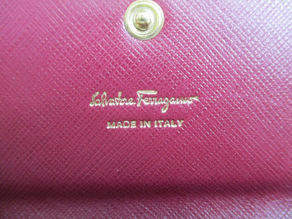 Photo10: Salvatore Ferragamo Gancini Pink Beige Leather Flap Long Wallet #a906