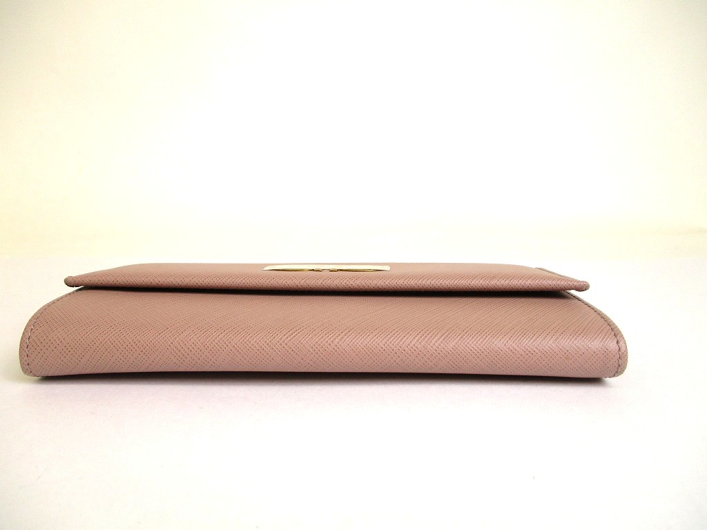 Photo5: Salvatore Ferragamo Gancini Pink Beige Leather Flap Long Wallet #a906