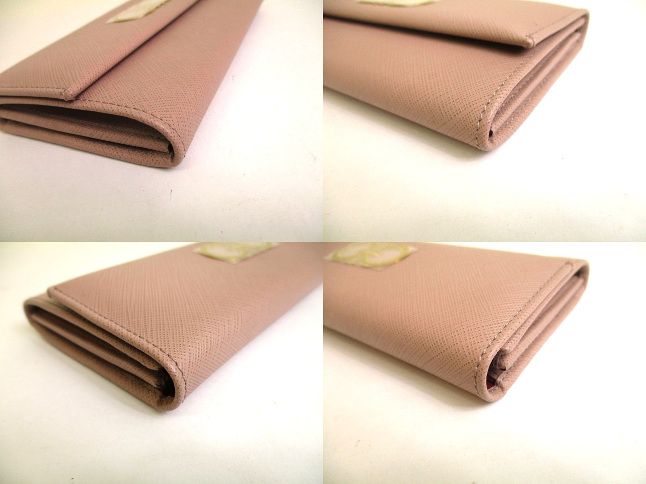 Photo7: Salvatore Ferragamo Gancini Pink Beige Leather Flap Long Wallet #a906